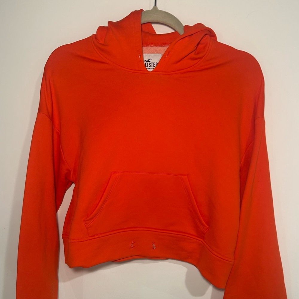 Orange Hollister Cropped Hoodie